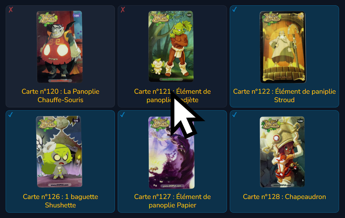 Gestion sous forme de cases