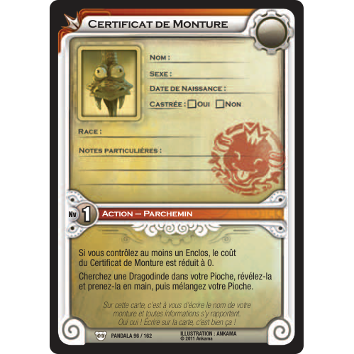 Certificat de Monture